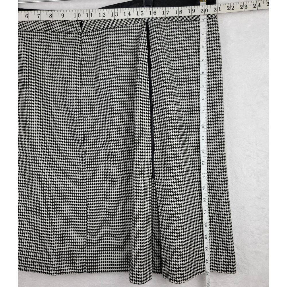 Houndstooth Skirt 20 Knee Length Zip Black Trim Pleated Preppy Academia Office - Picture 5 of 5